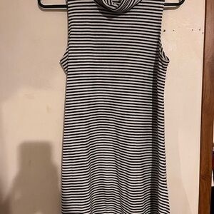 Black and White Striped Sleeveless Dress
